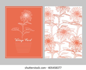 Elegant card with  sunflowers, design element