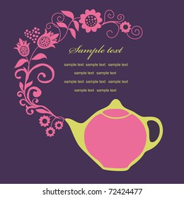 elegant card with teapot. vector illustration