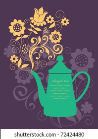 elegant card with teapot. vector illustration