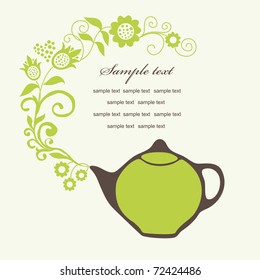 elegant card with teapot. vector illustration