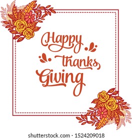 Elegant card thanksgiving, with design beautiful autumn leaf flower frame. Vector