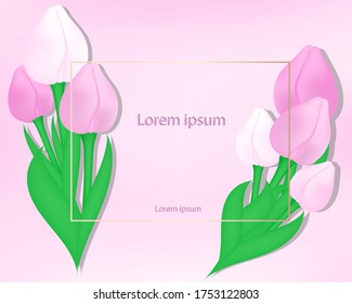 Elegant card with tulips. Vector illustration for congratulation or invitation.