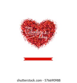 Elegant card for Valentine's Day. Heart of confetti on a light background.  Happy Valentine's Day