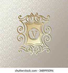 Elegant  card with Vintage golden frame