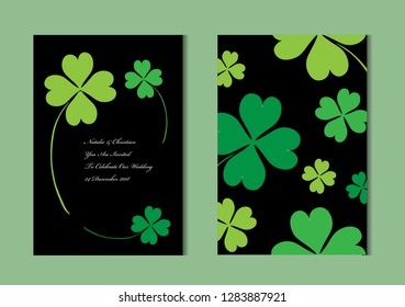 Elegant cards with decorative clovers, design elements. Can be used for wedding, baby shower, mothers day, valentines day, birthday cards, invitations, greetings. ST Patricks Day theme