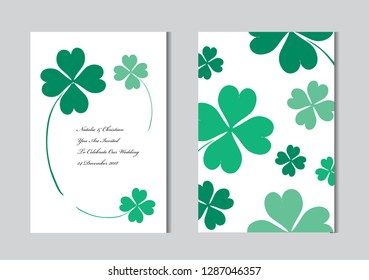 Elegant cards with decorative clovers, design elements. Can be used for wedding, baby shower, mothers day, valentines day, birthday cards, invitations, greetings. ST Patricks Day theme