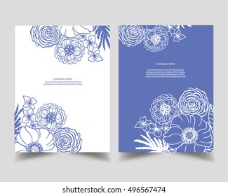 Elegant cards with decorative flowers, design elements. Can be used for wedding, baby shower, mothers day, valentines day, birthday cards, invitations, greetings. Vintage decorative flowers.