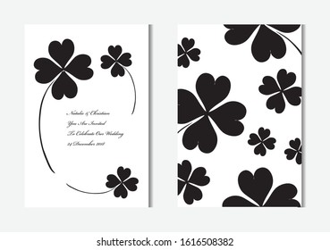 Elegant cards with decorative lucky clovers, design elements. Can be used for wedding, baby shower, mothers day, valentines day, birthday cards, invitations, greetings. Vintage decorative flowers.