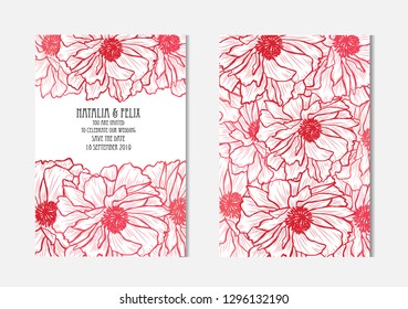 Elegant cards with poppy flowers, design elements. Can be used for wedding, baby shower, mothers day, valentines day, birthday cards, invitations, greetings. Vintage decorative flowers.