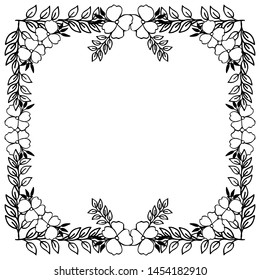 Elegant cards with style unique, beautiful black flower frame. Vector