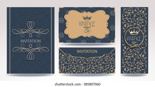 Elegant cards with vintage design elements