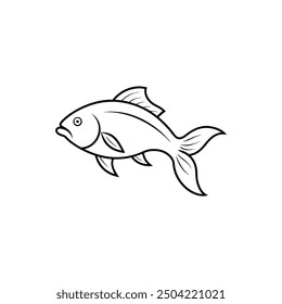 Elegant Carp Fish Icon Vector Illustration. This versatile design features a sleek and detailed representation of a carp fish, perfect for logos, branding, decorative elements, and more.