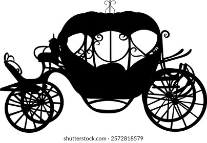 elegant carriage black silhouette vector