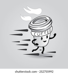 Elegant cartoon character for a coffee shop. Illustration elements placed in layers.
