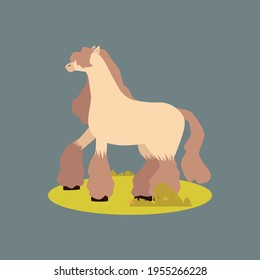 Elegant cartoon show pony with long fringe and feathering on legs.