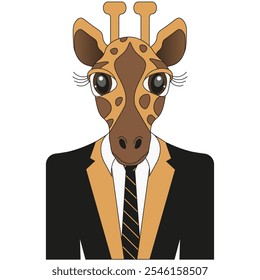 Elegante estilo caricaturesco jirafa aislado fondo blanco. Subcultura de los teriántropos de moda. Ilustración vectorial para el diseño de Plantillas de Web y redes sociales. Estampado de camiseta.