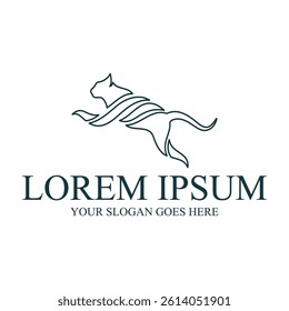 Elegant cat illustration vector logo design