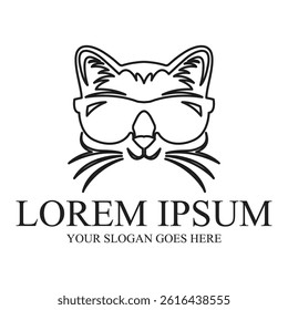 Elegant cat illustration vector logo design