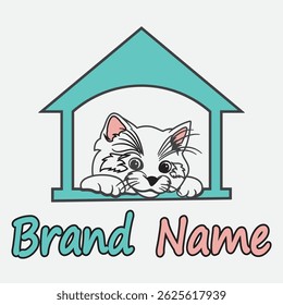 Elegant cat illustration vector logo design