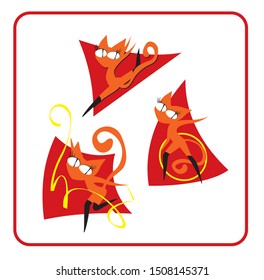 elegant cat like gymnast and dancer in different poses. transformable vector image for logo, prints or illustrations