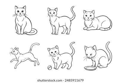 Elegant Cat Line Art Vector Set, Perfect for Your Design Needs