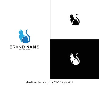 Elegant Cat Logo Design Collection with Black, Blue, and Neutral Color Options. A Modern Logo Set for Brand Identity, Corporate Logo Design, and Premium Brand Labeling.

