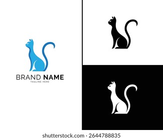 Elegant Cat Logo Design Set in a Trio of Sophisticated Color Options. Minimalist Style Ideal for Premium Brand Identity, Product Packaging, and Modern Visual Communication Needs.

