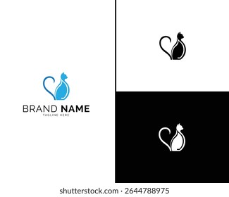 Elegant Cat Logo Design Set Featuring Modern Styles in Three Colors. Ideal for Digital Branding, Labels, Logos, and Stylish Pet Product Visual Identity in Blue and Black.

