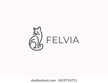 Elegant cat logo in line art with soft modern minimalism