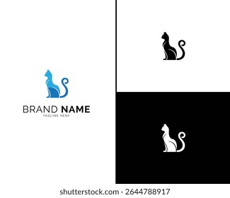 Elegant Cat Logo Set in Blue, Black, and Unique Tones. Modern and Clean Branding Solutions for Businesses, Creators, and Agencies Seeking Sophisticated Identity Design Assets.

