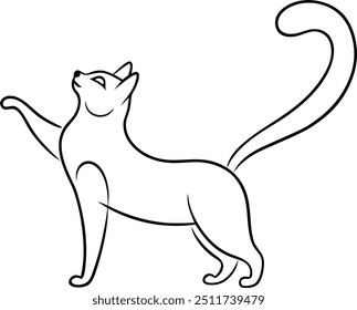 Elegant Cat Outline Illustration in Minimalist Style