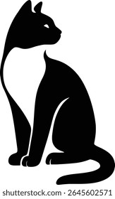 Elegant cat silhouette in black and white, Classy cat graphic design