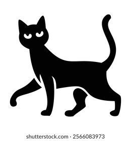 Elegant Cat Silhouette EPS - Enhance your designs with this high-quality EPS file featuring a sleek and stylish black cat silhouette. 