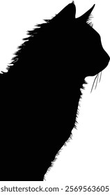 Elegant cat silhouette, profile view. Perfect for design projects needing a sleek, minimalist animal image.