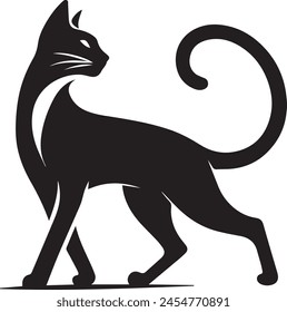 Elegant Cat Silhouette Vector Illustration 