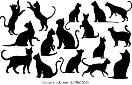 Elegant cat silhouette vector with smooth lines and minimalist design