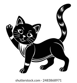 Silueta de Vector elástico de gato elegante