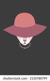 Elegant cat wear a hat and necklace, Fashion portrait of cat