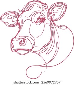 Elegant Cattle Line Art Illustration Hand Drawn Minimal Farm Animal Sketch for Prints and Digital Products