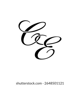 Elegante logotipo monograma CE em preto Script - Caligrafia de luxo Design inicial em fundo branco