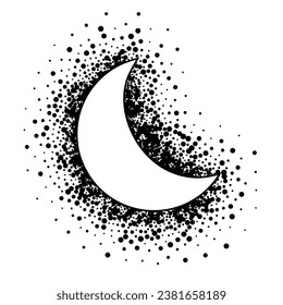 elegant celestial half moon with dotted particle vector 