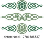 Elegant celtic knot border designs in green and gray