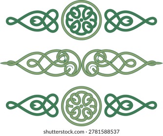 Elegant celtic knot border designs in green and gray