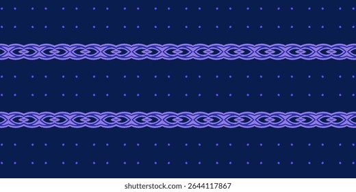 Elegante design de nó celta em tons roxo suave em um fundo marinho, apresentando um padrão pontilhado refinado. Perfeito para impressões de moda ou design gráfico.