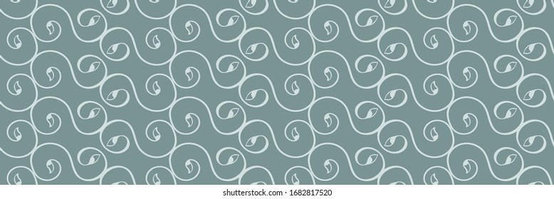 Elegant celtic swirl seamless vector border design. Modern stylized floral monochrome illustration. Abstract horizontal geometric banner. Neutral edging, trim for irish, gaelic celebration concept