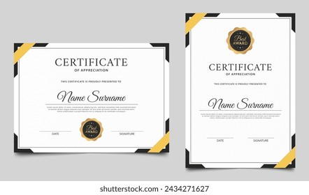 Elegant certificate of achievement border template design. Clean certificate template. Vector illustration