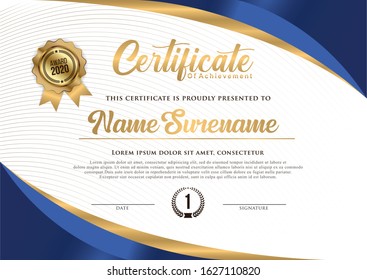 Elegant certificate of achievement template background. Vector illustration