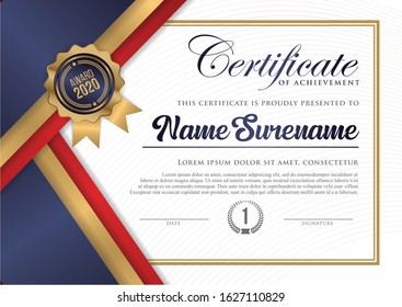 Elegant certificate of achievement template background. Vector illustration
