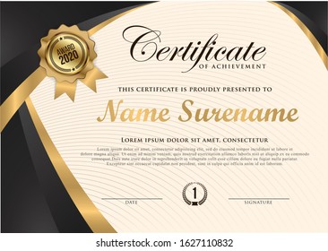Elegant certificate of achievement template background. Vector illustration