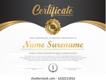 Elegant certificate of achievement template background. Vector illustration